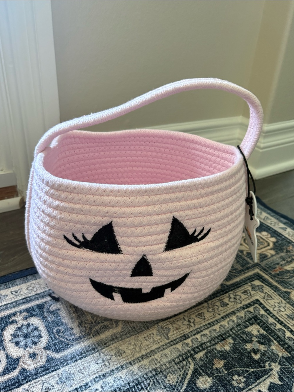 RGI Home Kids Pink Pumpkin Halloween Trick or Treat Basket NWT